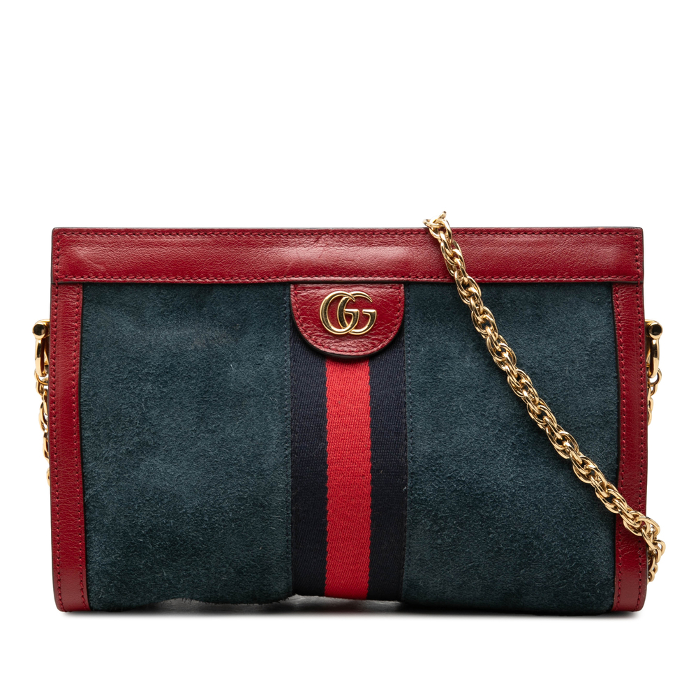 Pre-Loved Gucci Small Suede Web Ophidia Chain Crossbody